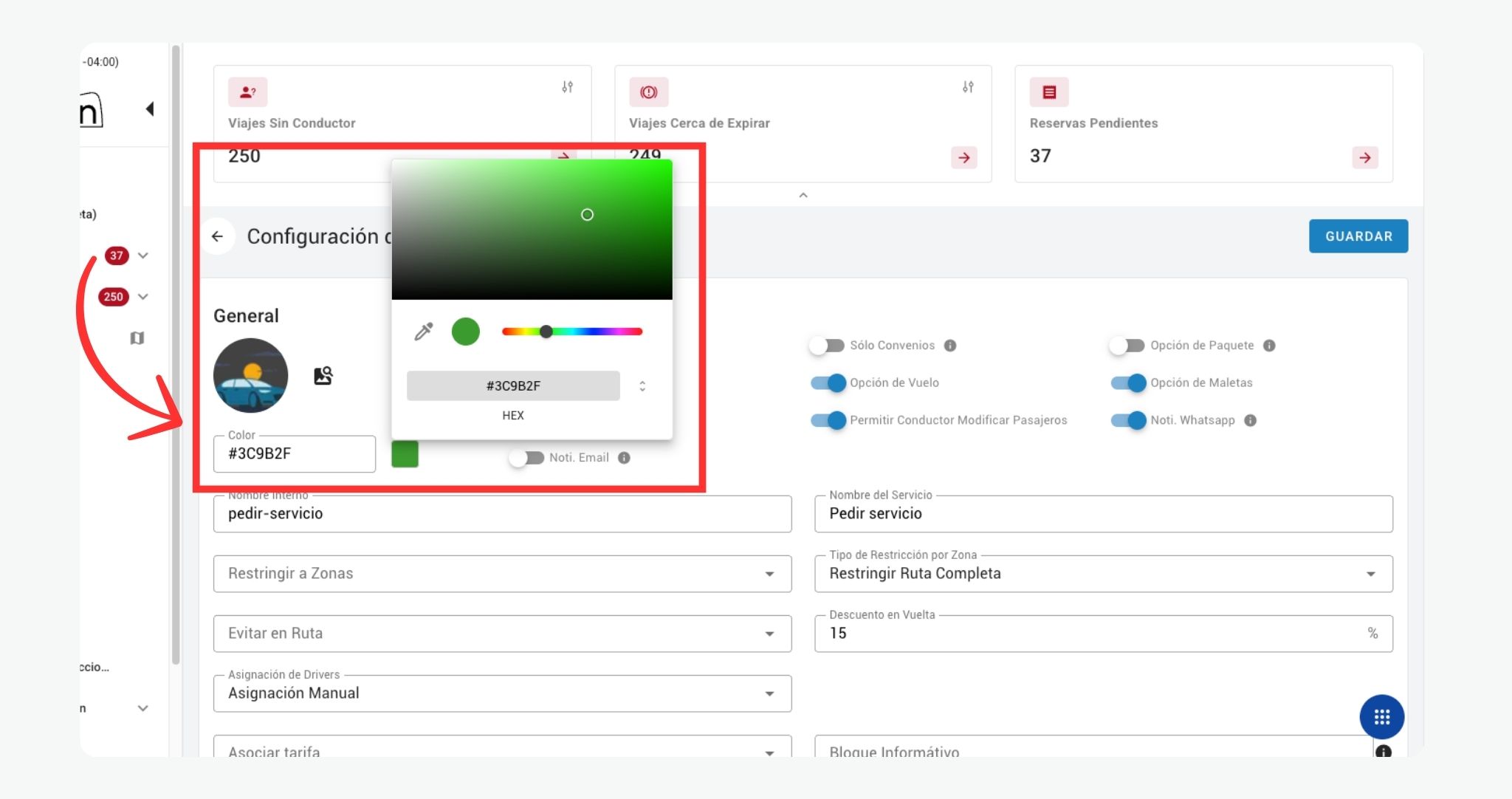 Servicios con colores